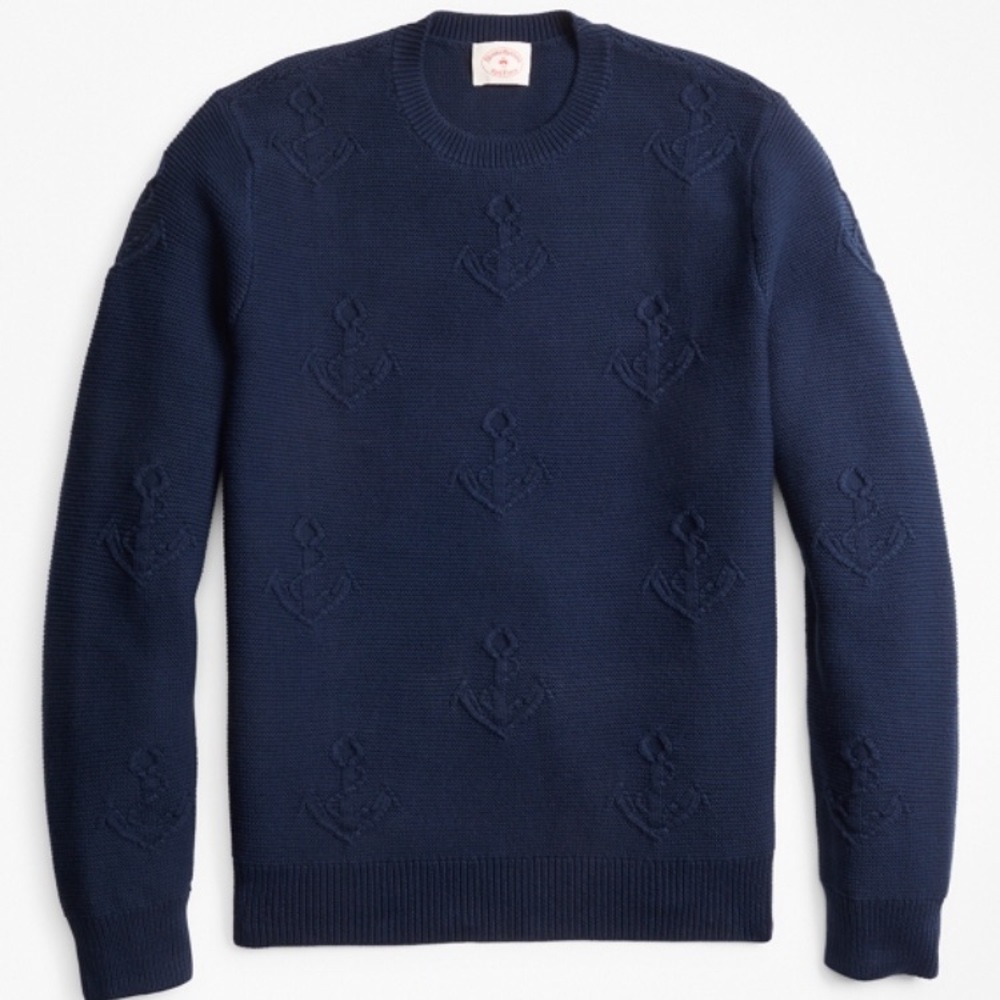 Brooks Brothers Anchor-Embroidered Crewneck Sweater